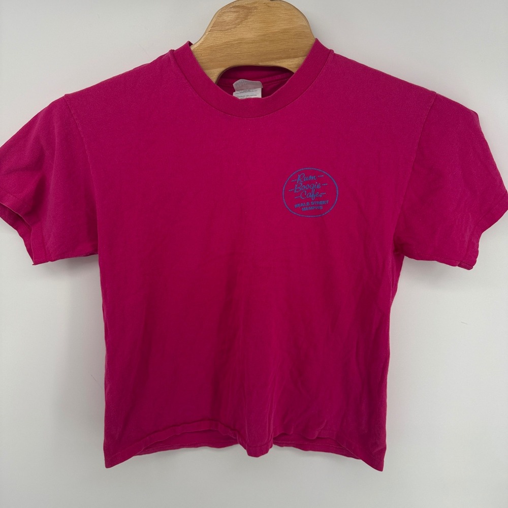 Hanes Heavyweight Rum Boogie Cafe Memphis Beale Street Pink T-Shirt Large USA - Picture 7 of 8